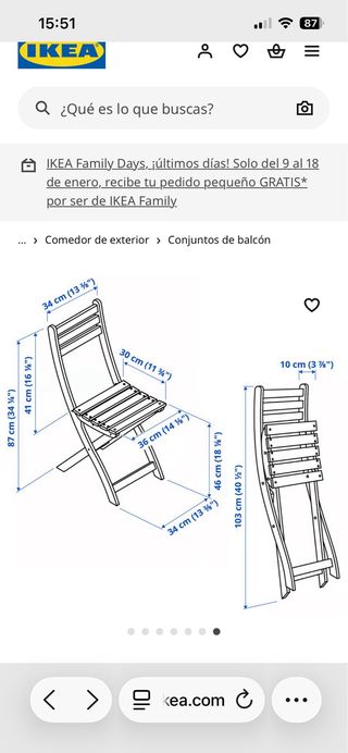 Mesa y Sillas Balcón Madera