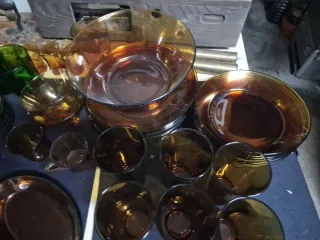 Vajilla Duralex Vidrio Marrón y Verde