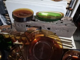 Vajilla Duralex Vidrio Marrón y Verde