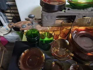 Vajilla Duralex Vidrio Marrón y Verde