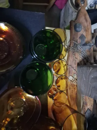 Vajilla Duralex Vidrio Marrón y Verde