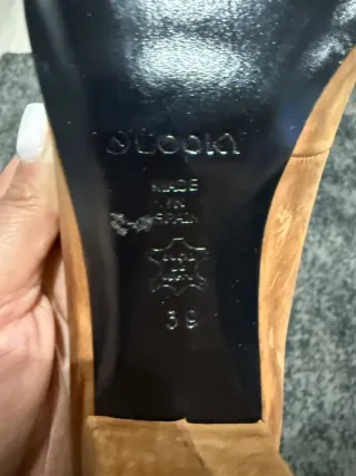 Zapatos de tacón camel ante