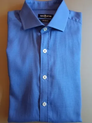Camisa Café Coton Talla 37 Azul