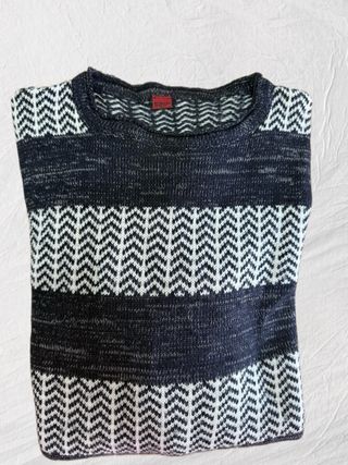 Maglione vintage blu e bianco