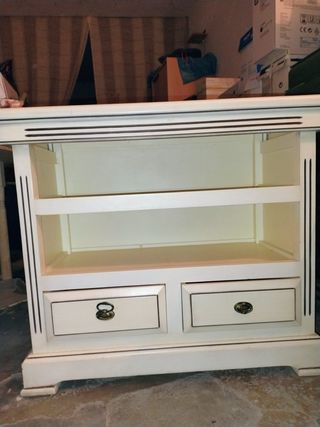 Mueble TV madera blanco con cajones