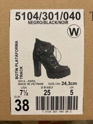 Botín Zara Plataforma Track Negro