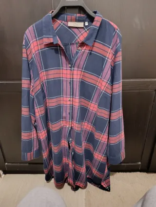 Vestido camisero cuadros azul y rojo talla L