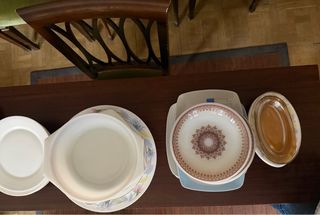 Vajilla y ensaladera de cristal y porcelana TODO