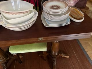 Vajilla y ensaladera de cristal y porcelana TODO