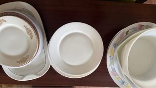 Vajilla y ensaladera de cristal y porcelana TODO