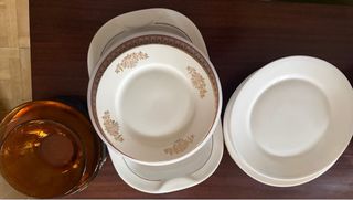 Vajilla y ensaladera de cristal y porcelana TODO