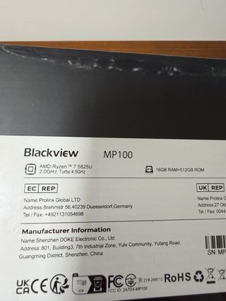 Mini PC Blackview MP100 Ryzen 7 5825U 16GB 512GB