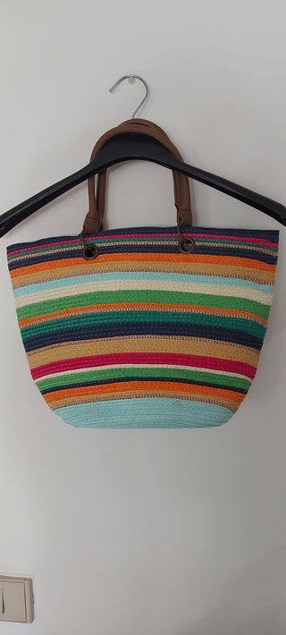 Borsa tipo rafia multicolor
