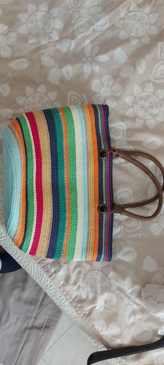 Borsa tipo rafia multicolor