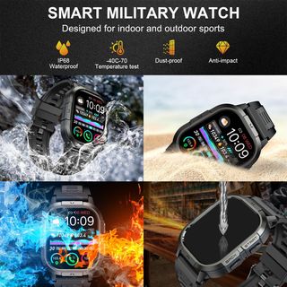 Reloj Inteligente Militar Hombre Negro/Gris