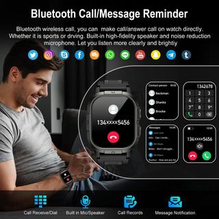 Reloj Inteligente Militar Hombre Negro/Gris