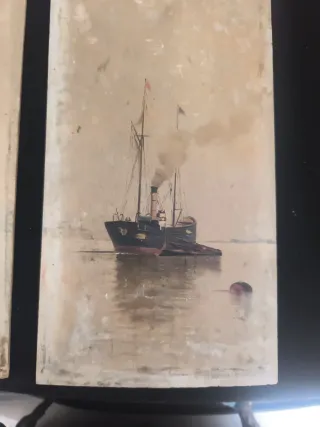 Óleo sobre tabla marinas siglo XIX