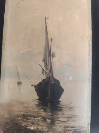 Óleo sobre tabla marinas siglo XIX
