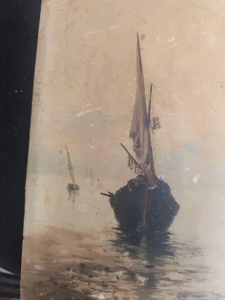 Óleo sobre tabla marinas siglo XIX