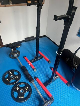 Set de halterofilia barra olímpica y discos