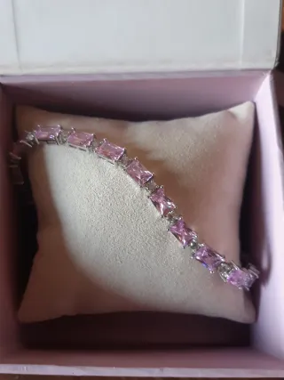 Bracciale Mabina con pietre rosa e argento