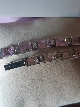 Bracciale Mabina con pietre rosa e argento