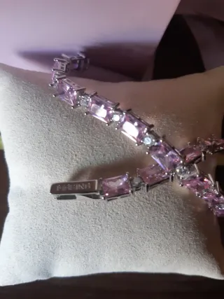 Bracciale Mabina con pietre rosa e argento