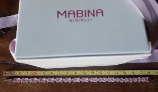 Bracciale Mabina con pietre rosa e argento