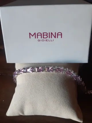 Bracciale Mabina con pietre rosa e argento
