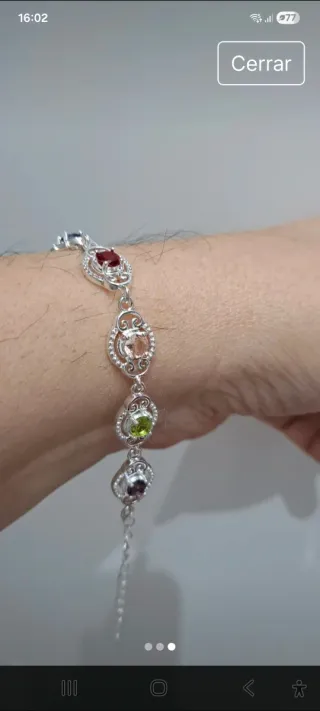 Pulsera Plata y Piedras Multicolor