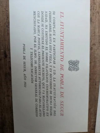 INAUGURACIÓN FERROCARRIL POBLA DE SEGUR 1951