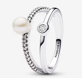 Anillo Pandora Plata Perla y Circonita