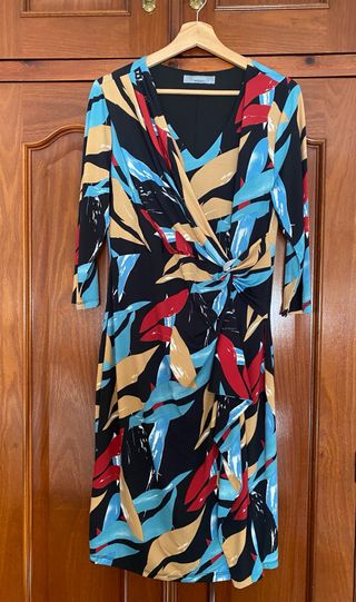 Vestido estampado manga 3/4