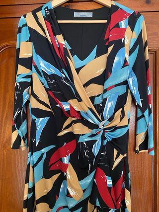 Vestido estampado manga 3/4