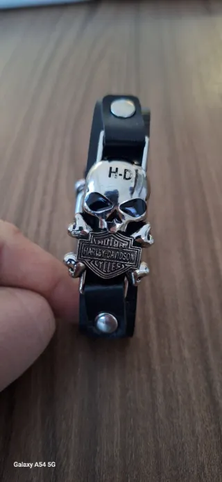 Bracciale Harley Davidson Teschio Argento Nero