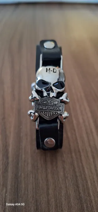 Bracciale Harley Davidson Teschio Argento Nero