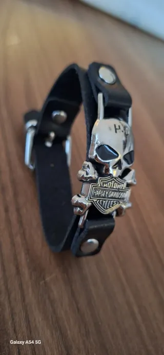 Bracciale Harley Davidson Teschio Argento Nero