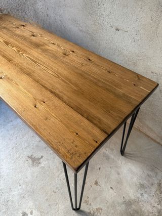 Mesa comedor madera maciza patas metal