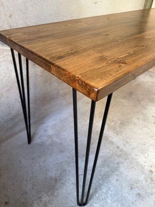 Mesa comedor madera maciza patas metal