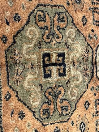 Alfombra vintage beige y naranja