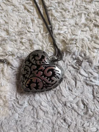 Collar Corazón Plata y Negro