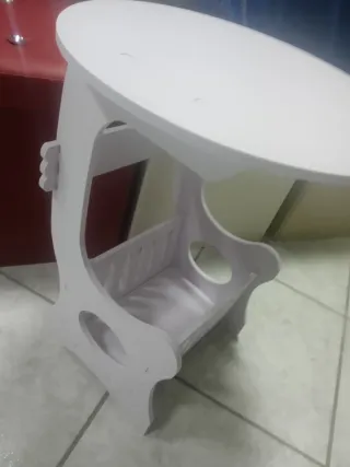 Tavolino 36CM Shabby Chic PVC Bianco