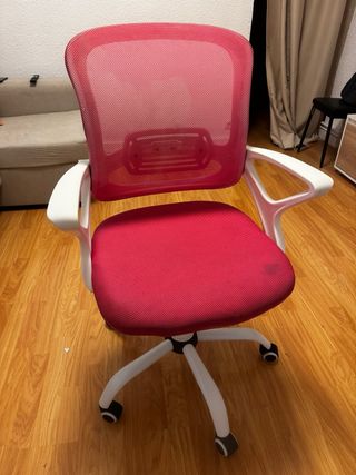 Silla de escritorio ergonómica rosa y blanca
