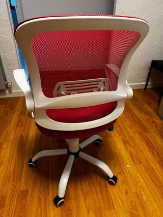 Silla de escritorio ergonómica rosa y blanca