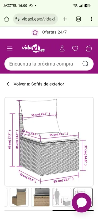 Sofá de jardín exterior beige/gris