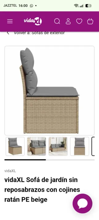 Sofá de jardín exterior beige/gris
