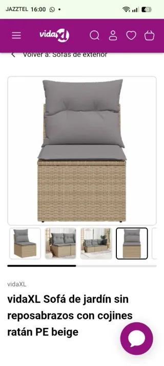 Sofá de jardín exterior beige/gris