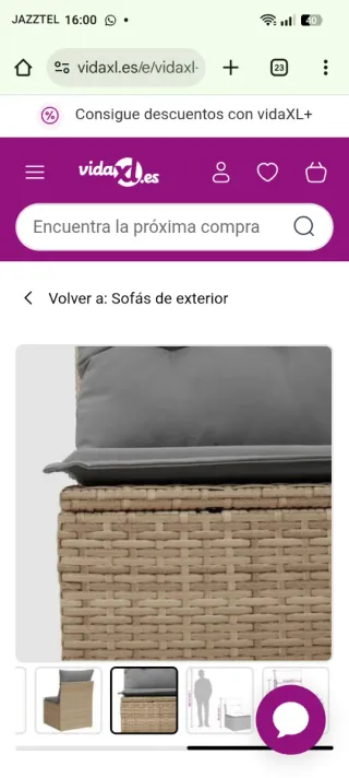 Sofá de jardín exterior beige/gris