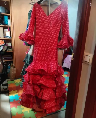 Traje Flamenca Rojo Lunares Talla 36