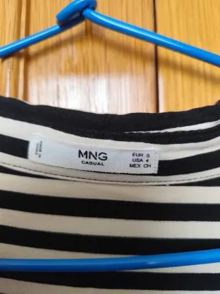 Camisa Mango Rayas Blanco y Negro